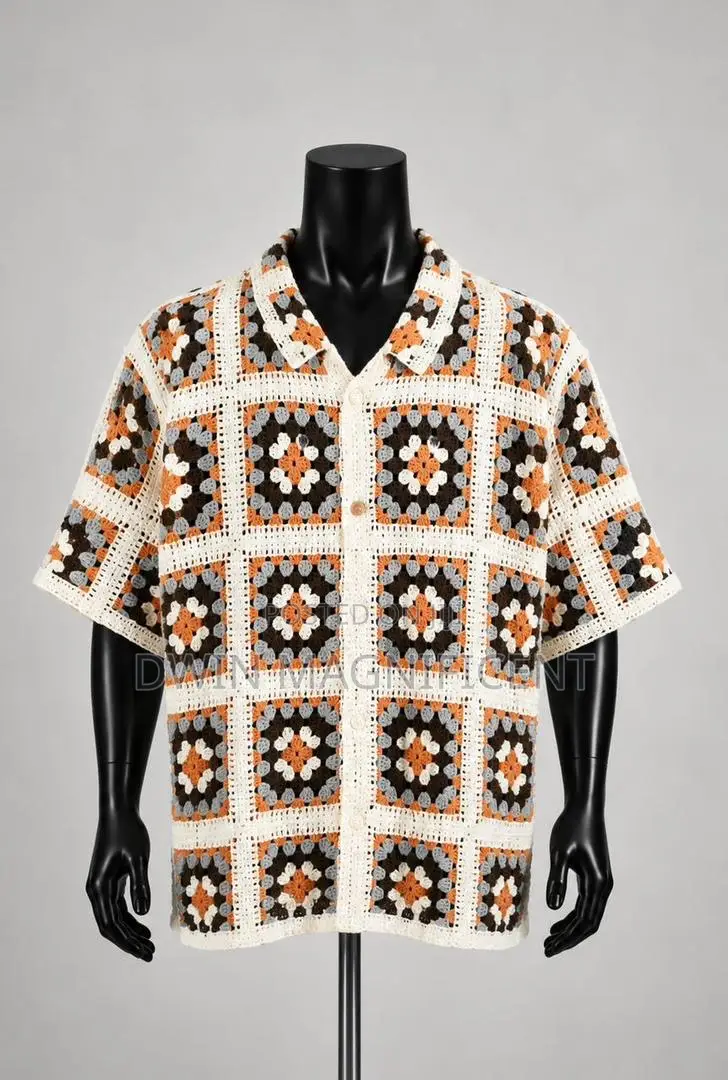 Multi-Color Knit Short-Sleeve Shirt