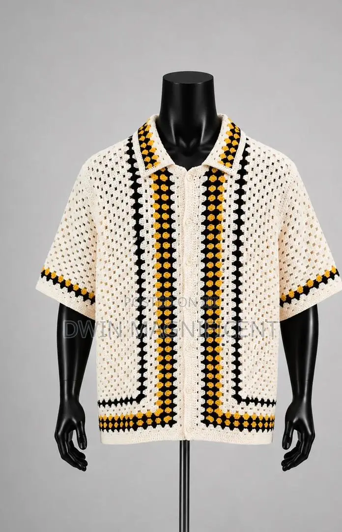 Multi-Color Knit Short-Sleeve Shirt