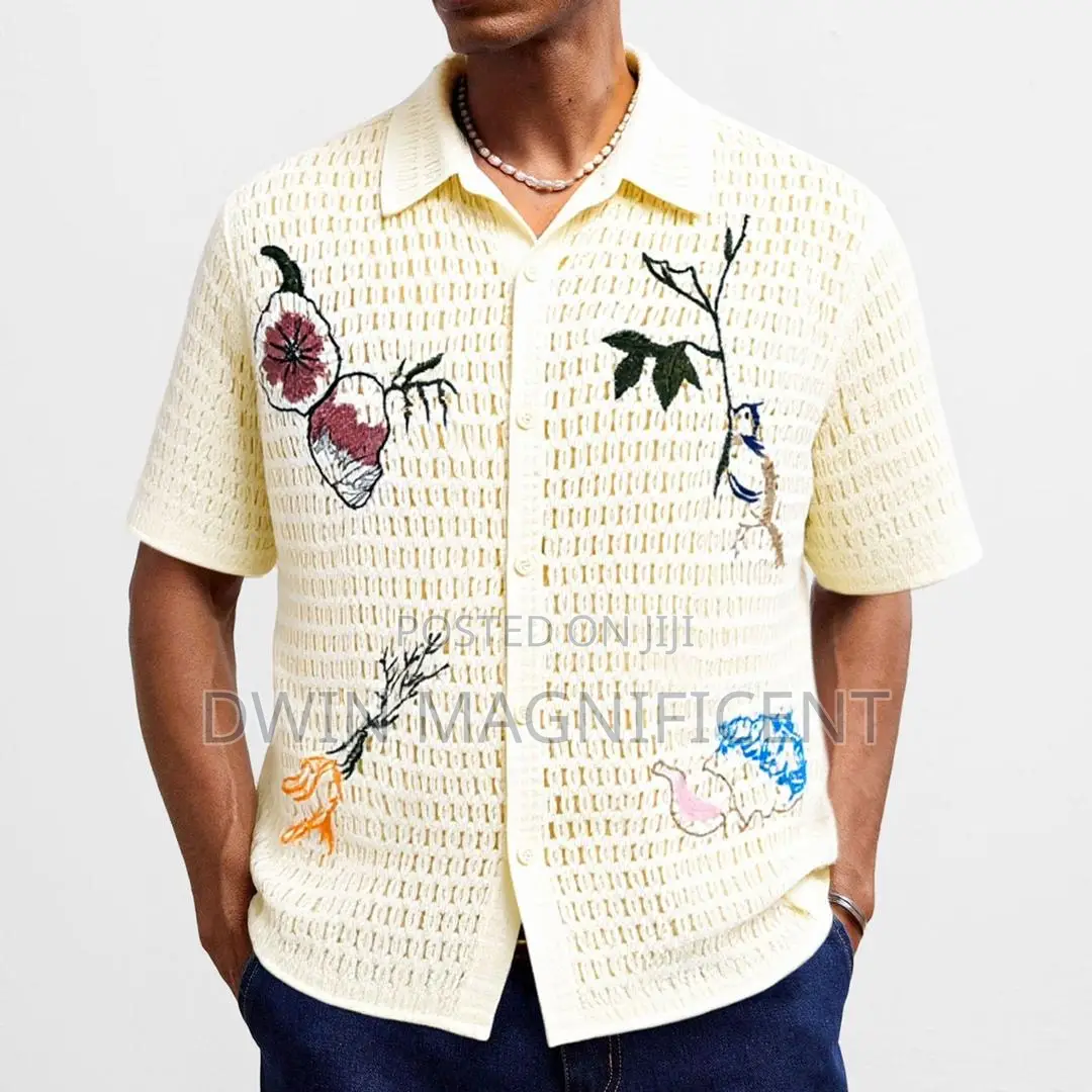 Multi-Color Knit Short-Sleeve Shirt