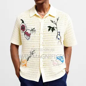 Multi-Color Knit Short-Sleeve Shirt