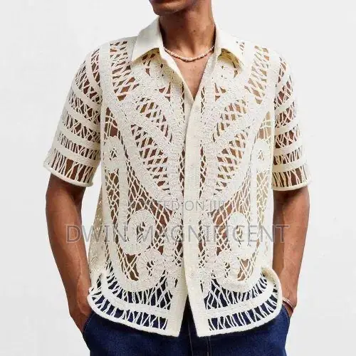Multi-Color Knit Short-Sleeve Shirt