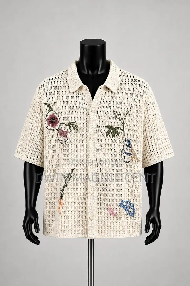 Multi-Color Knit Short-Sleeve Shirt