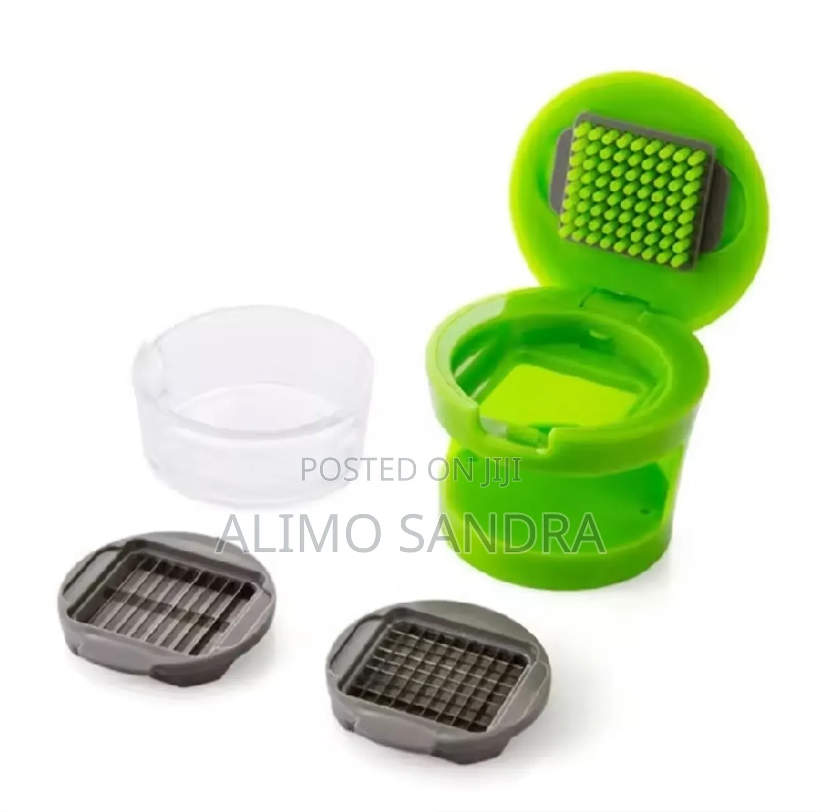 Multifunction Plastic Garlic Presser Crusher Slicer Storage Tool.