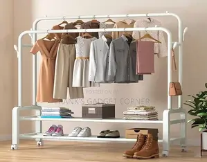 Metal Clothes Rack With Hanging Rails