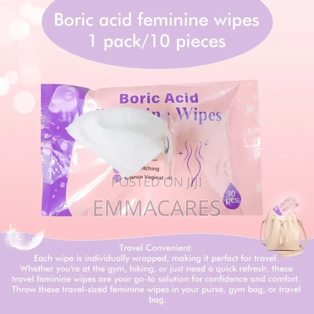 Boric Acid Feminine Wipe. Control Odor and Balance Ph