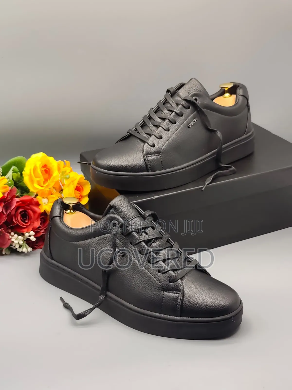 Geox Black Leather Sneakers