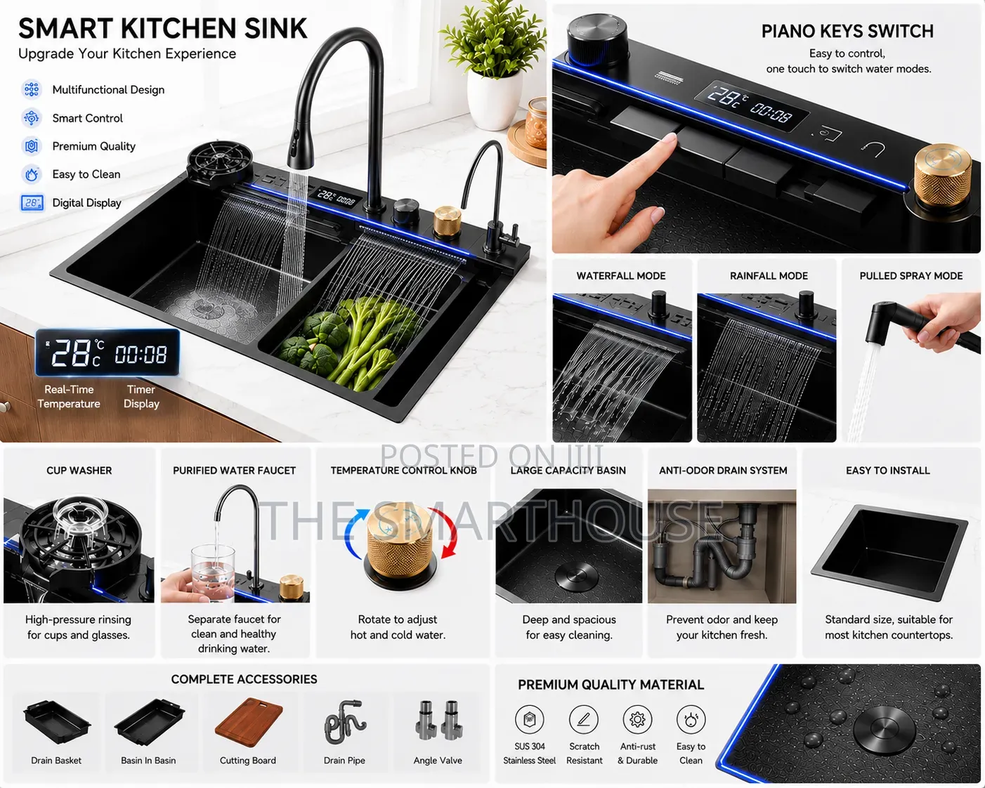 Smart Luxury Digital Display Kitchen Sink