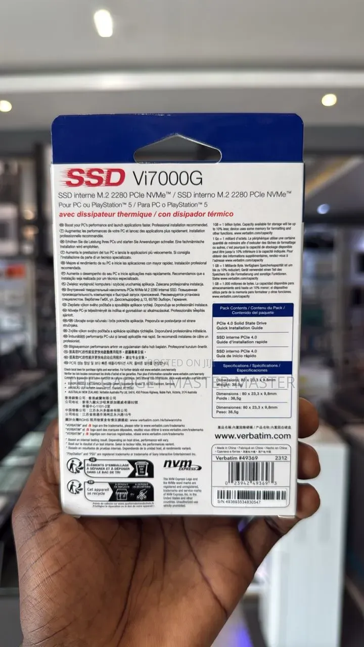 Verbatim Vi7000g 4tb Gaming Pcle Nvme M2 2280 Internal SSD