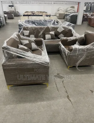 Brand New 5-Seater Brown Fabric Sofa Set ( Turkish Made )