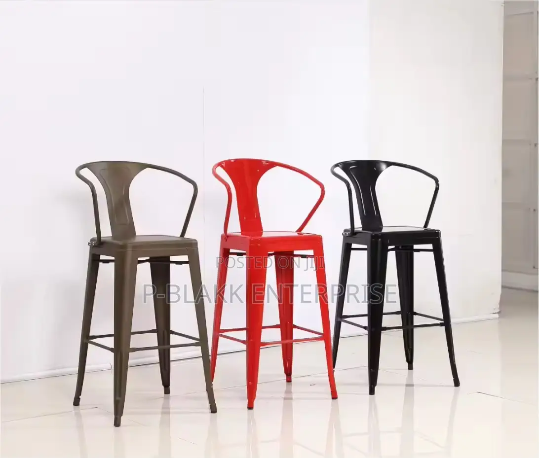 Metal Bar Chair Stool With Backrest