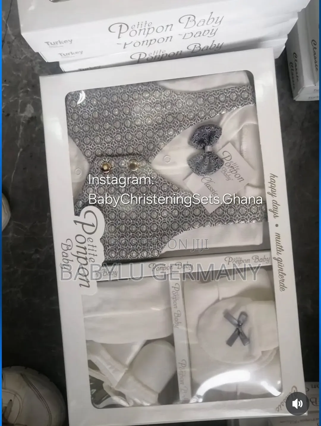 Silver and White Turkey Imported Baby Christening Suit Set