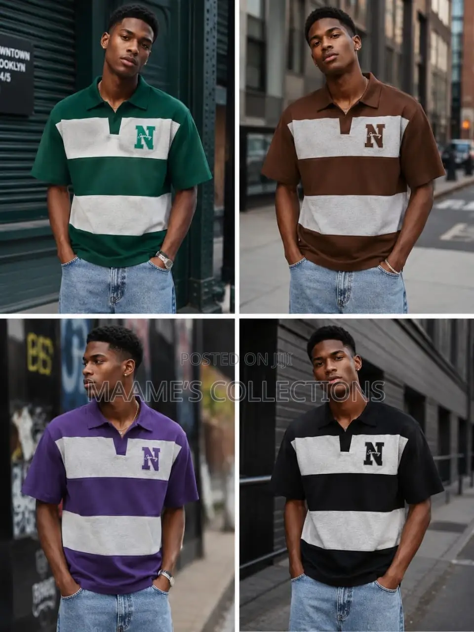 Men’S Striped Short-Sleeve Rugby Polo Shirts