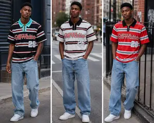 Men’S Striped Short-Sleeve Rugby Polo Shirts