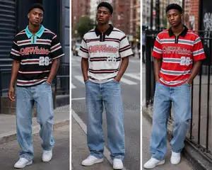 Men’S Striped Short-Sleeve Rugby Polo Shirts