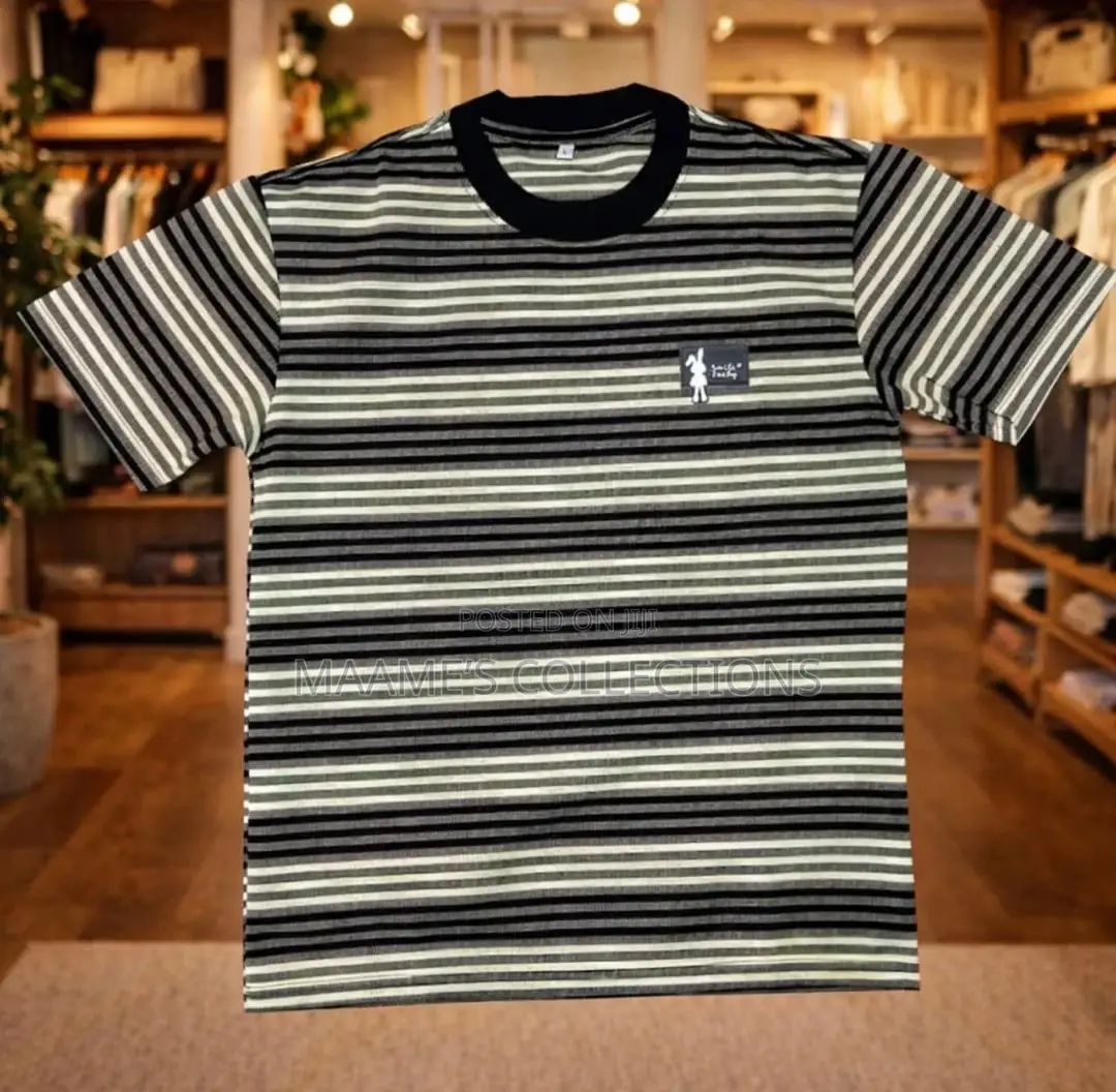 Men’S Street Style Striped T-Shirt, Casual Versatile.