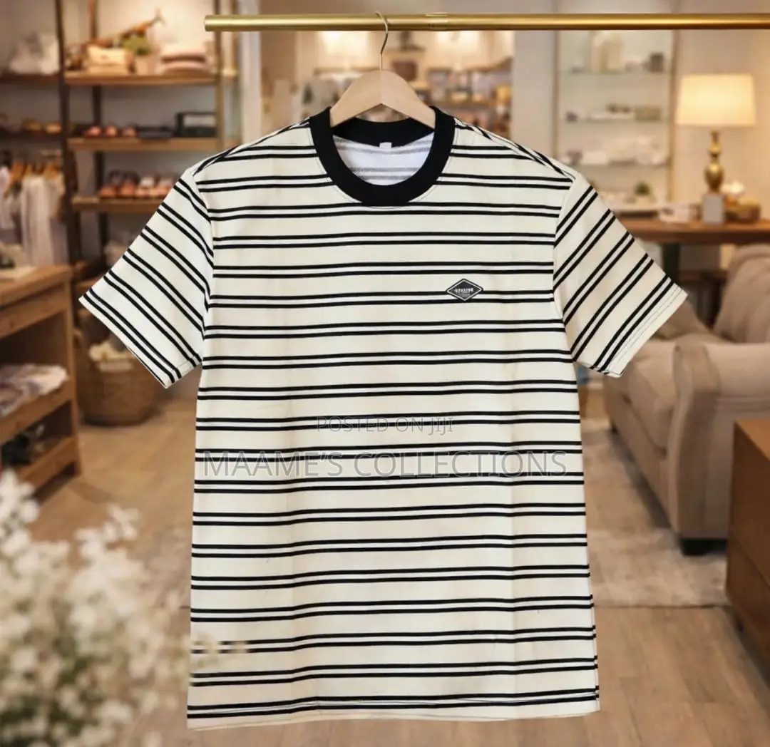 Men’S Street Style Striped T-Shirt, Casual Versatile.