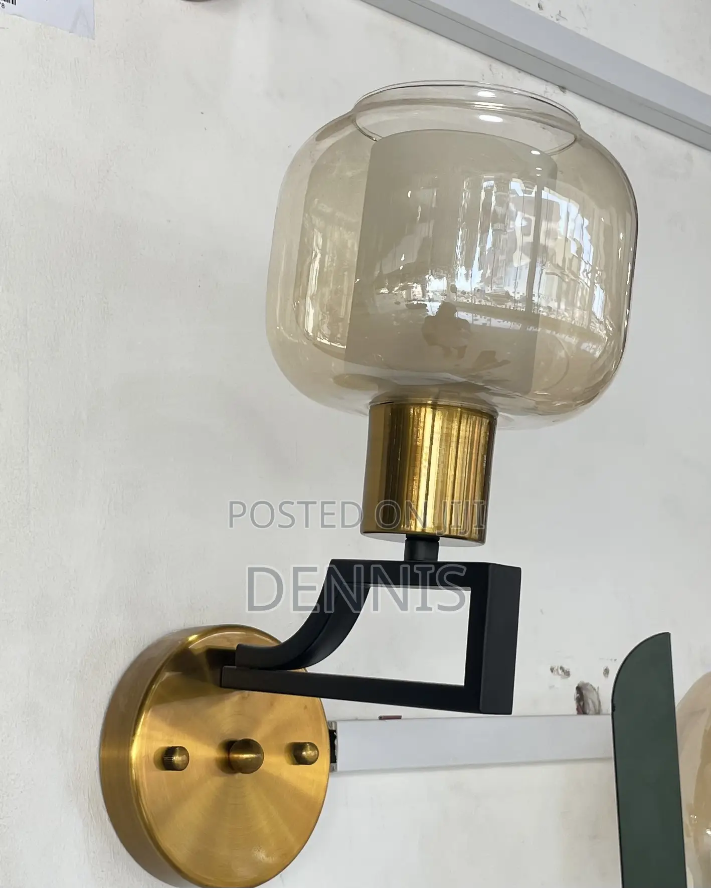 Modern Wall Sconce Light With Amber Glass Shade