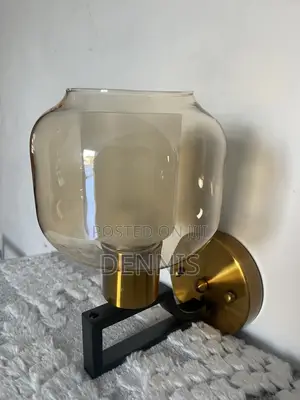 Modern Wall Sconce Light With Amber Glass Shade