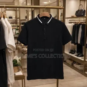 Men's Short-Sleeve Striped Knit Polo Shirt.