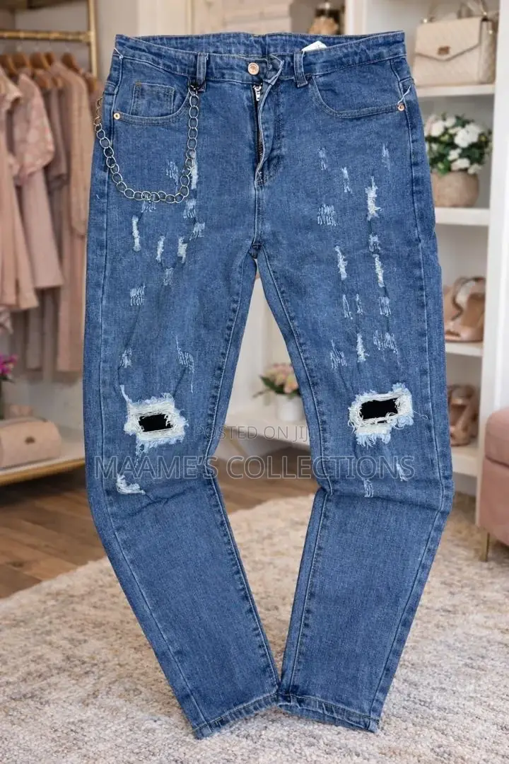 Men’S Distressed Denim Jeans Trousers