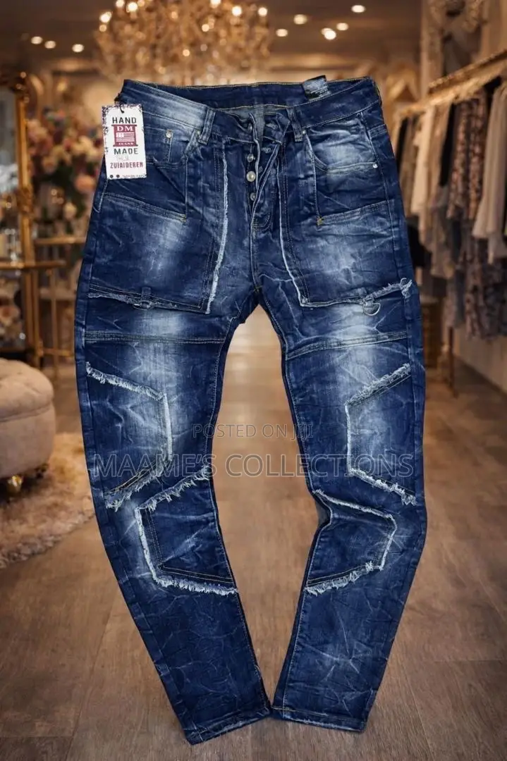Men’S Distressed Denim Jeans Trousers