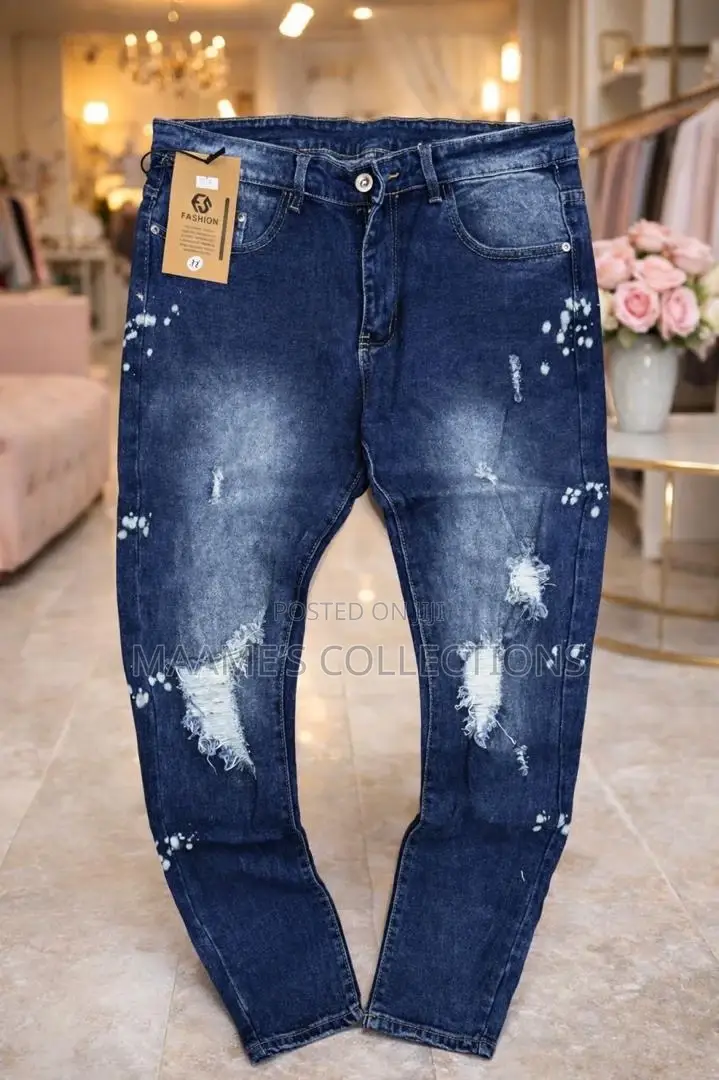 Men’S Distressed Denim Jeans Trousers