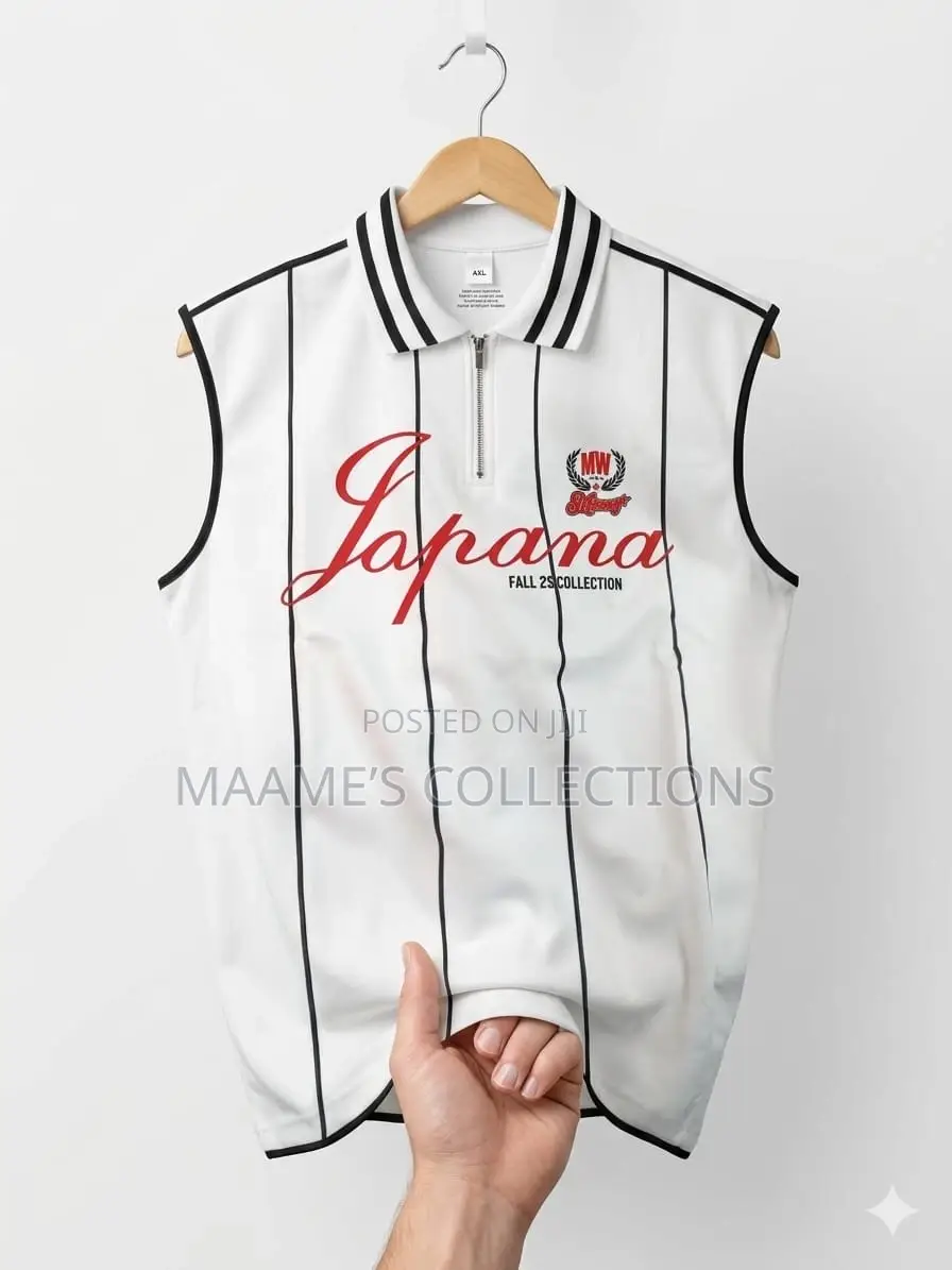 Men’S Sleeveless, Striped Zipper-Neck Vest / Tank Top