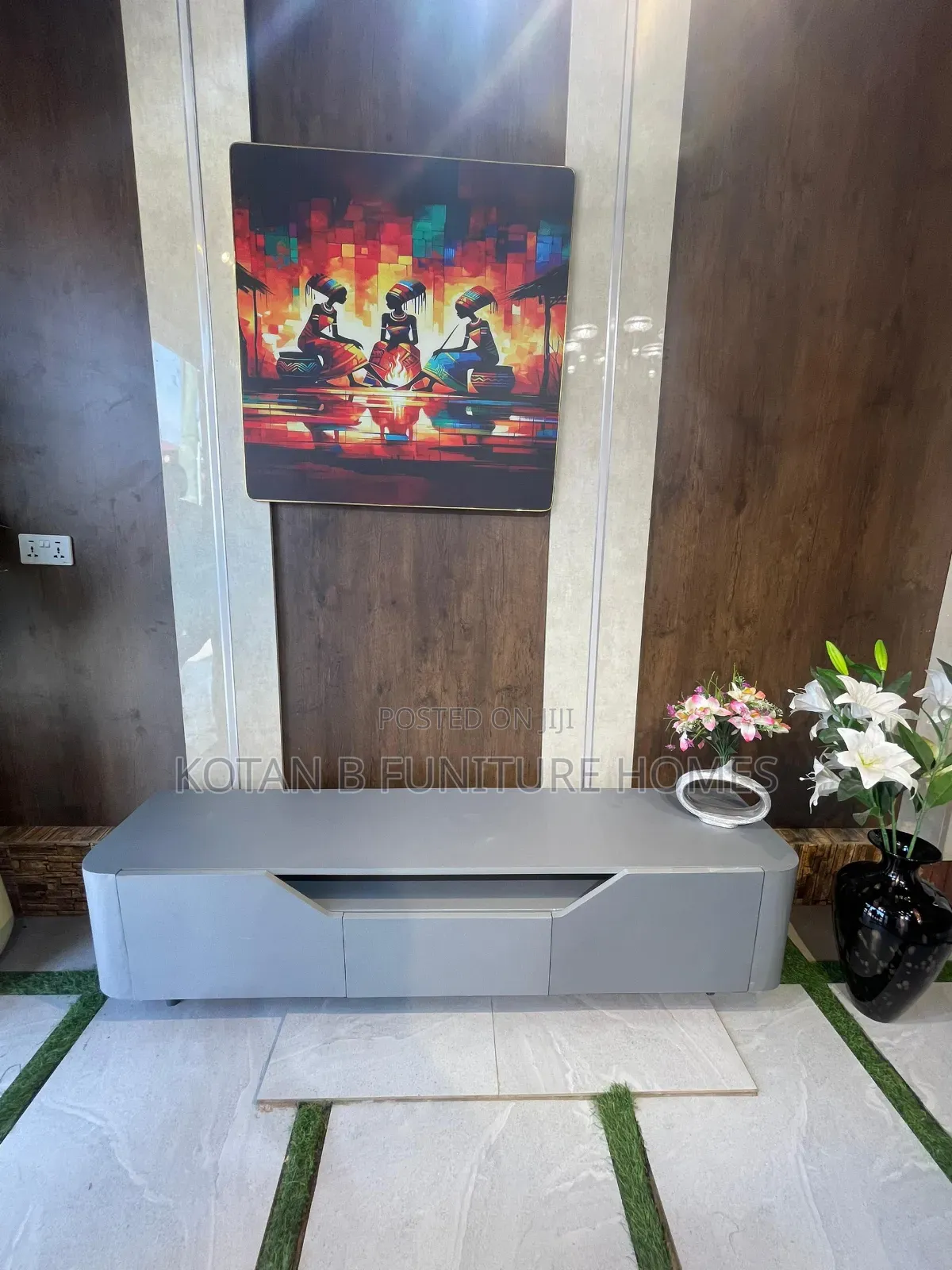 Gray Colored Modern Tv Stand