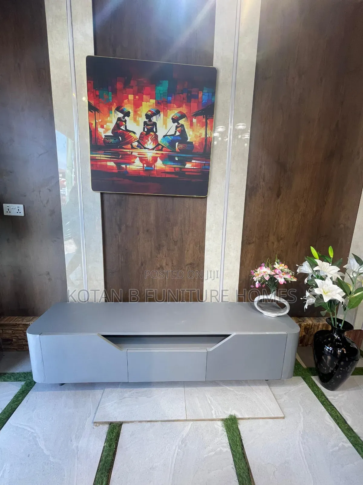 Gray Colored Modern Tv Stand