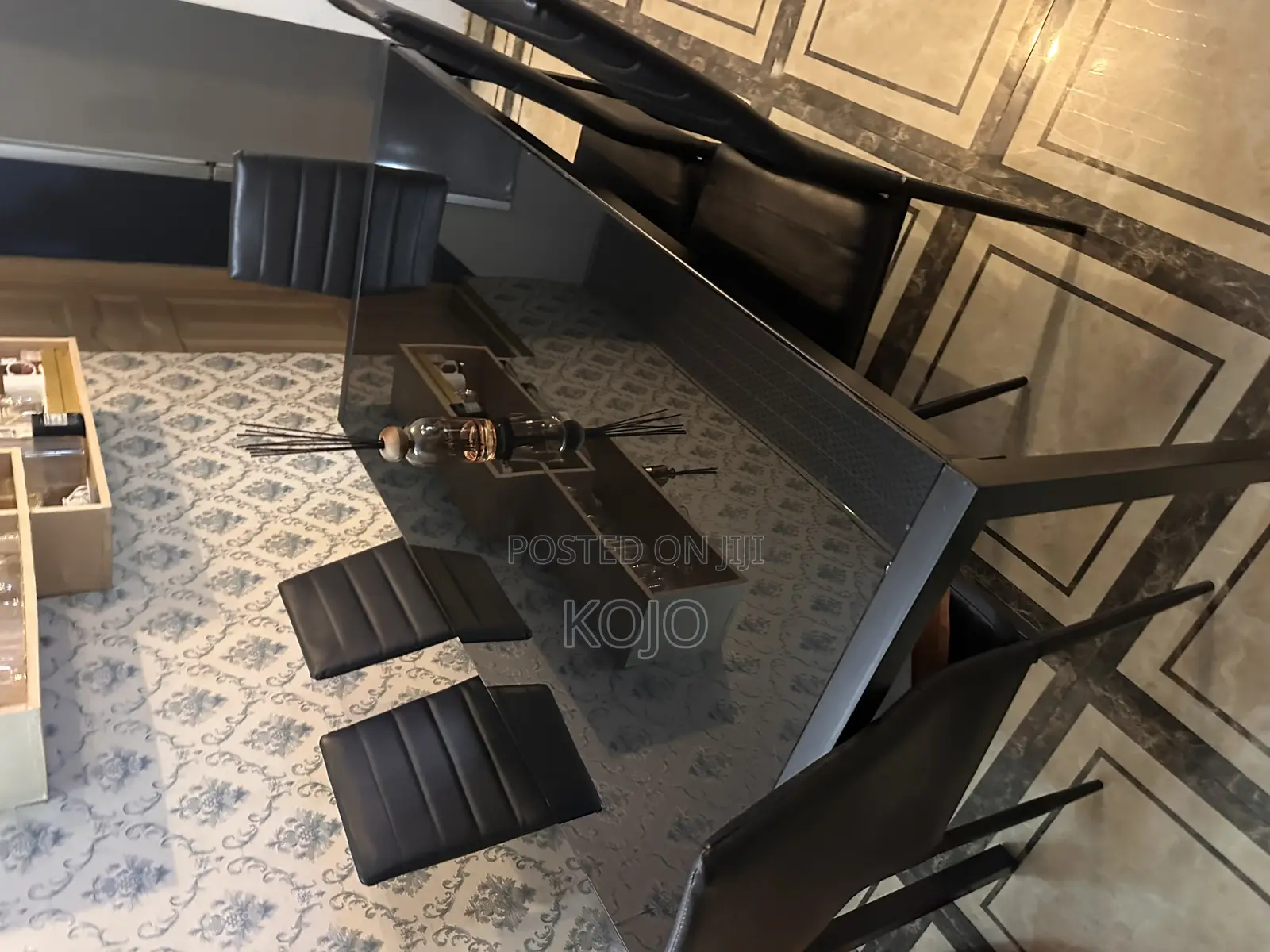 Executive Dining Table 5 Chairs – Elegant Black Finish