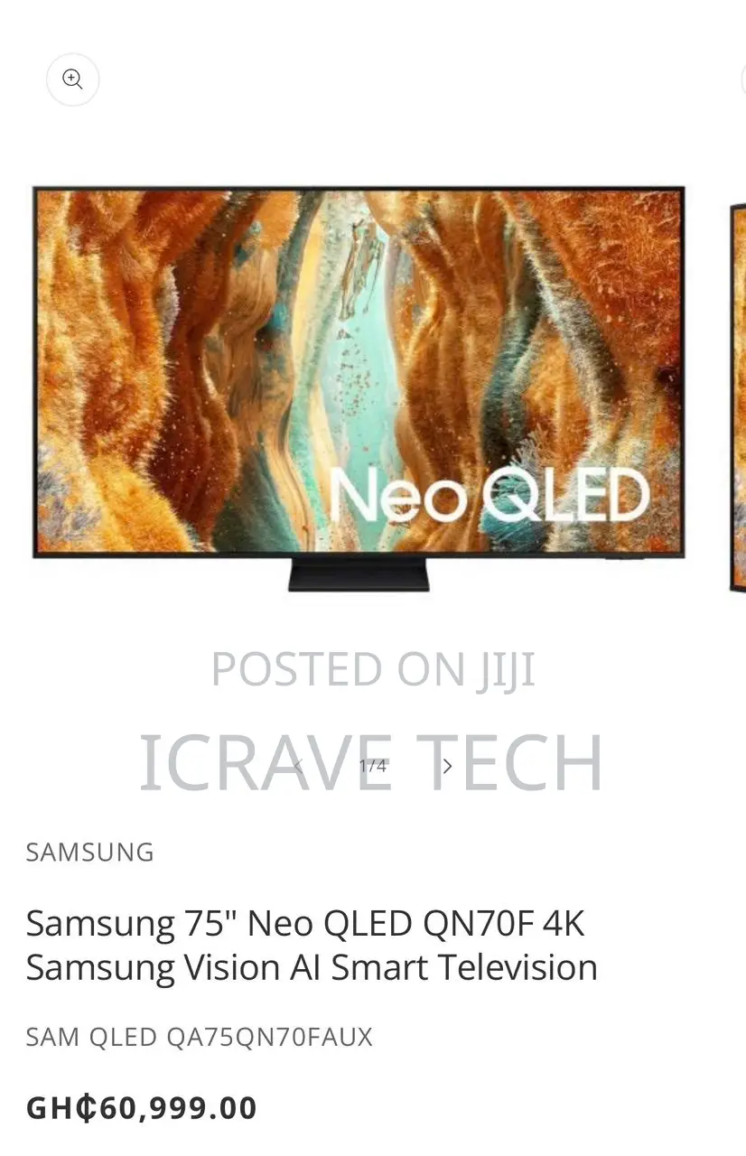 Samsung Qn70f 75-in 2160p () Smart Qned Miniled Flat Screen HDTV