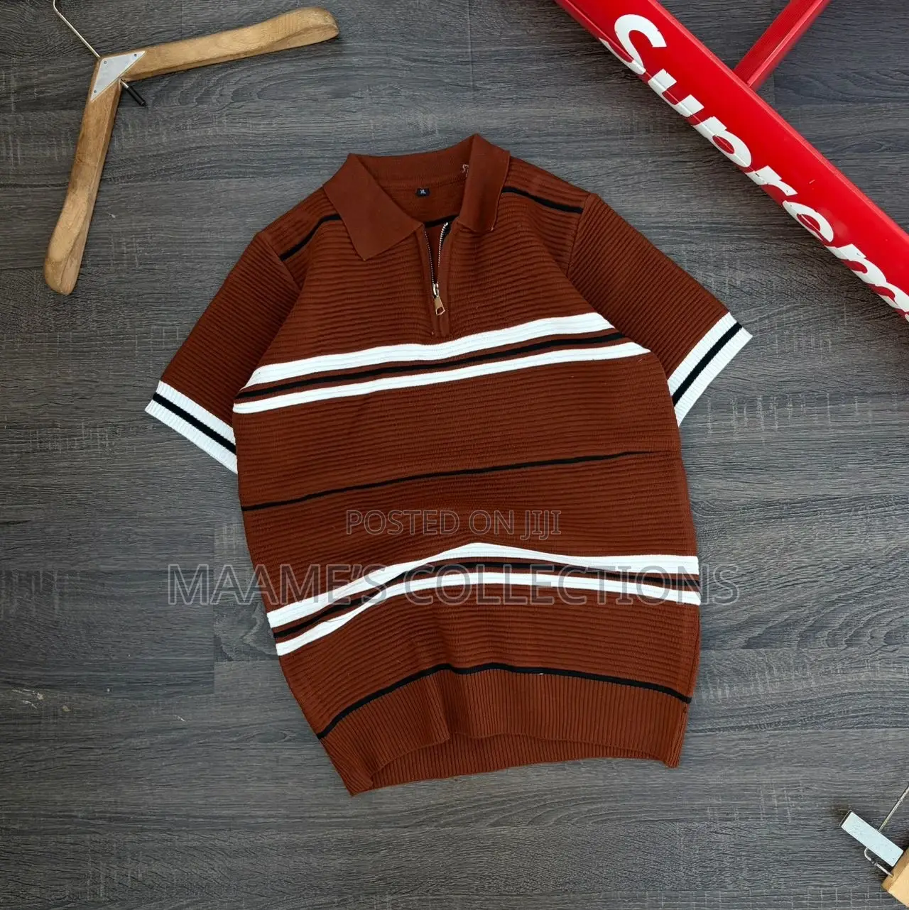 Men’S Coloured Textured Knit Polo Shirt