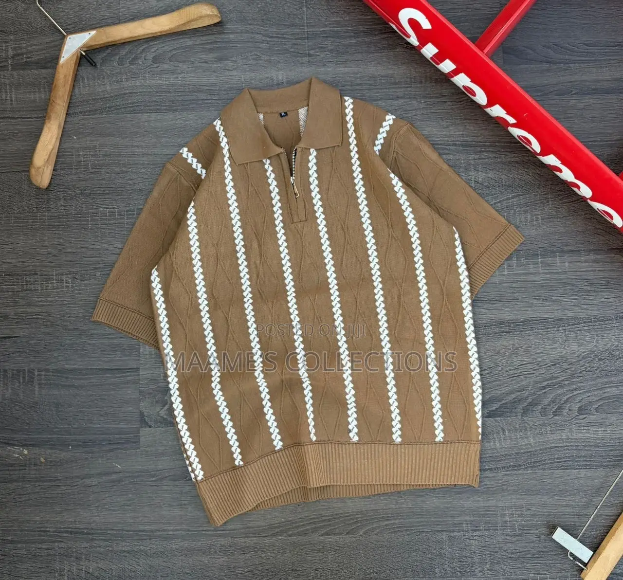 Men’S Coloured Textured Knit Polo Shirt