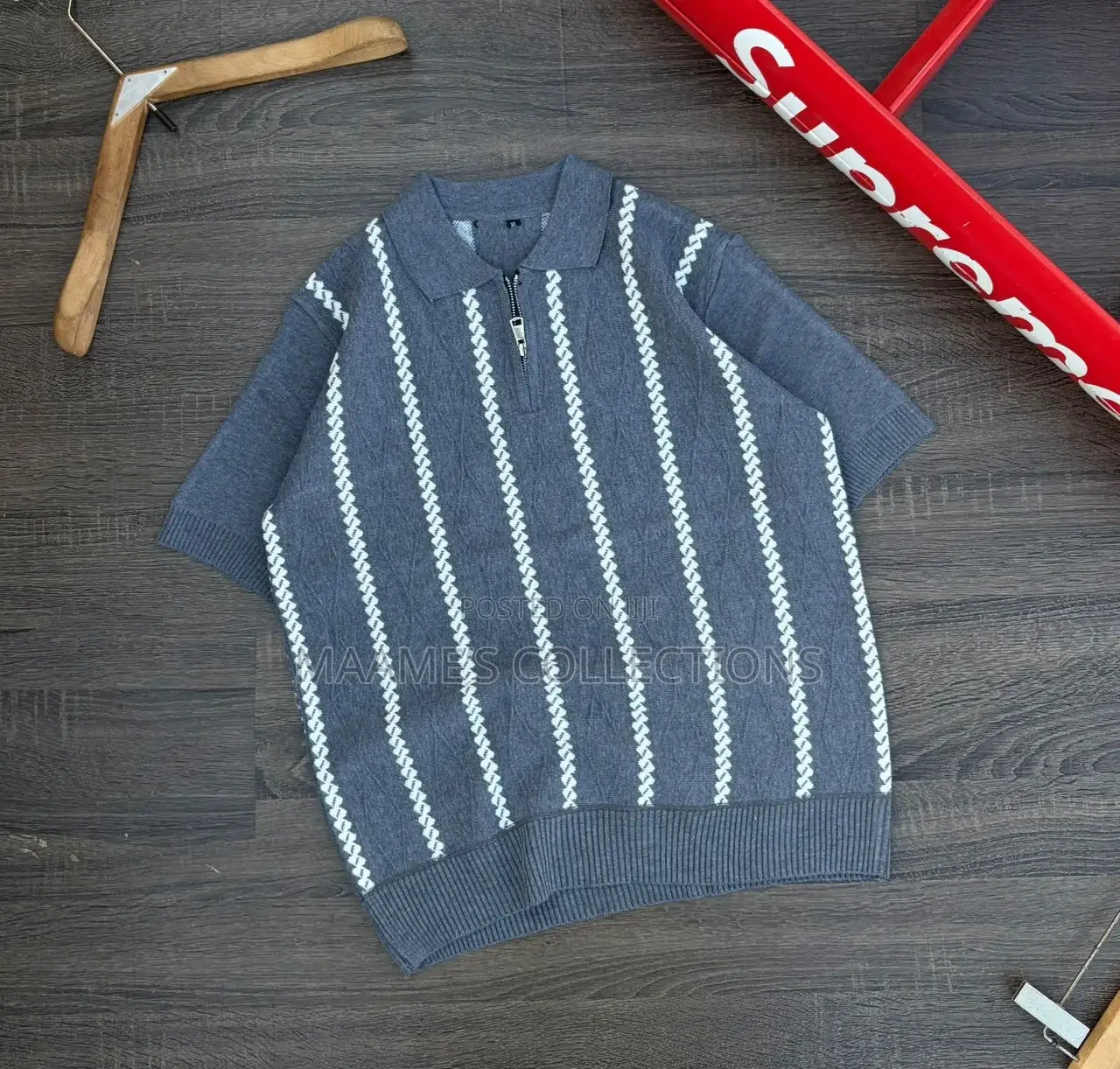 Men’S Coloured Textured Knit Polo Shirt