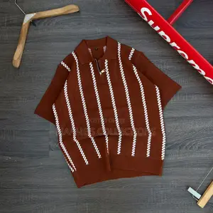 Men’S Coloured Textured Knit Polo Shirt