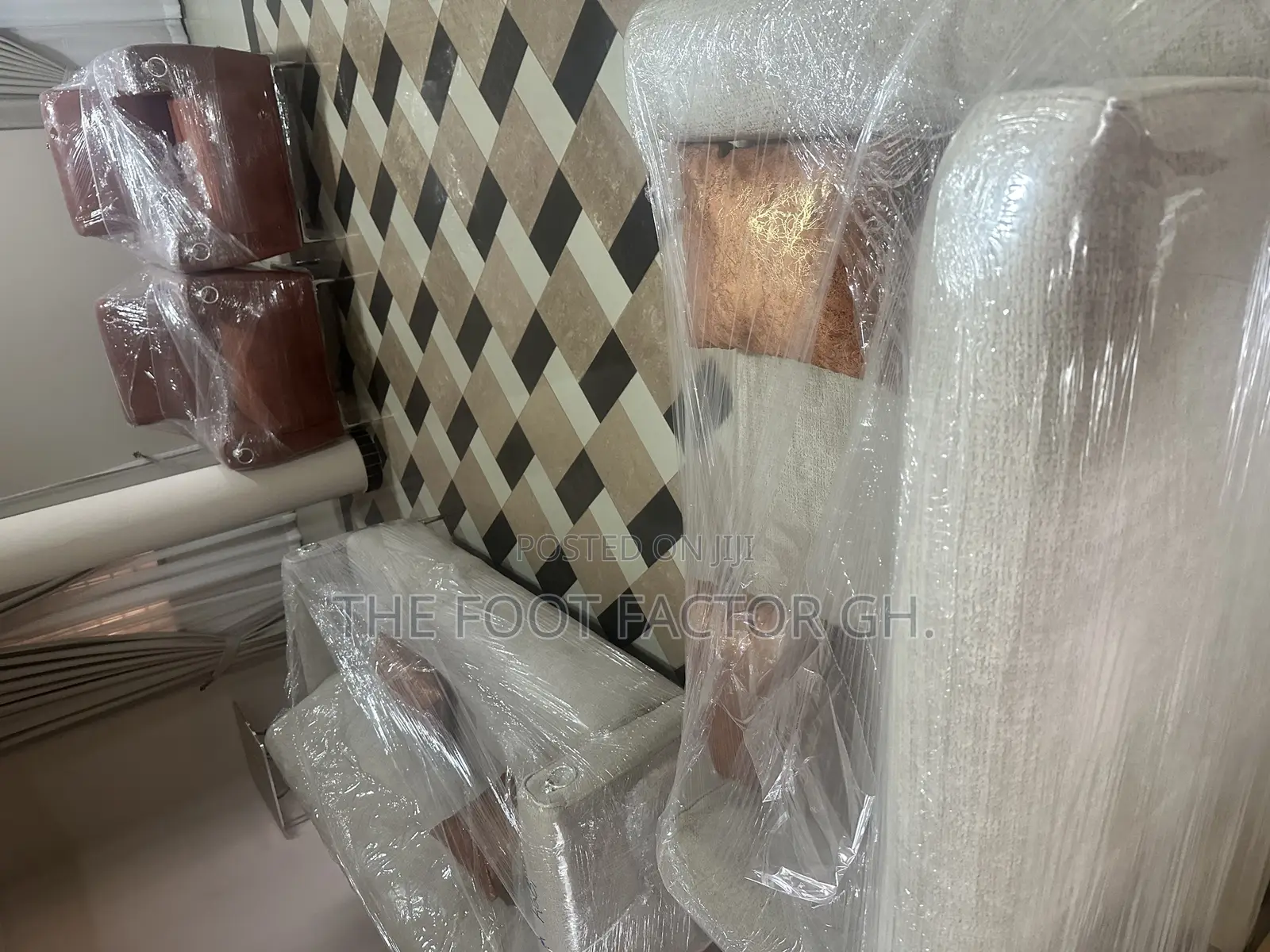Beige and Burnt Orange Sofa Set