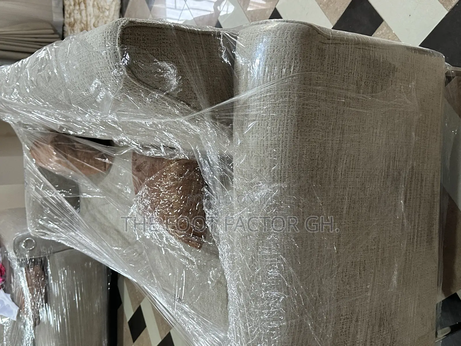 Beige and Burnt Orange Sofa Set