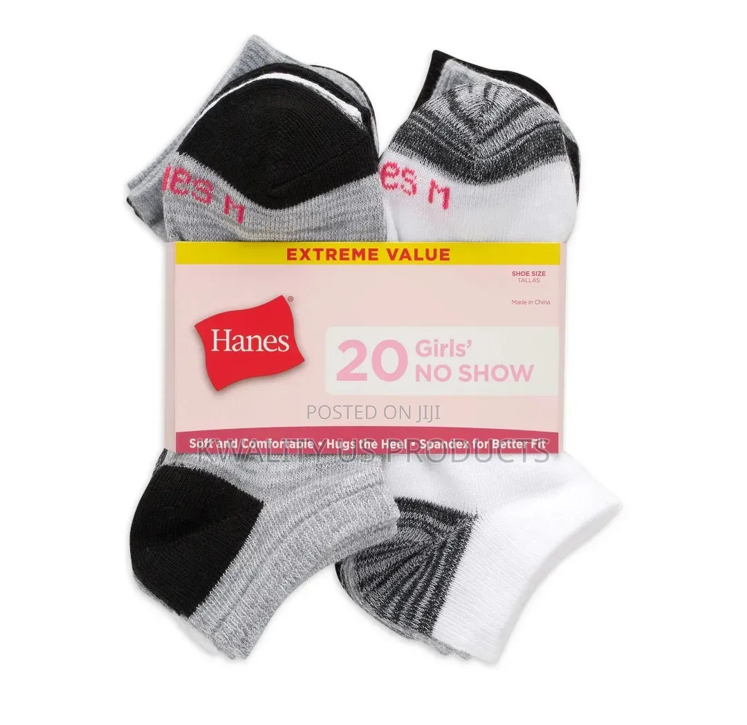 Hanes Girls No-Show Socks - 20 Pairs