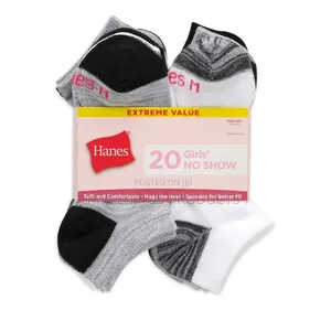 Hanes Girls No-Show Socks - 20 Pairs