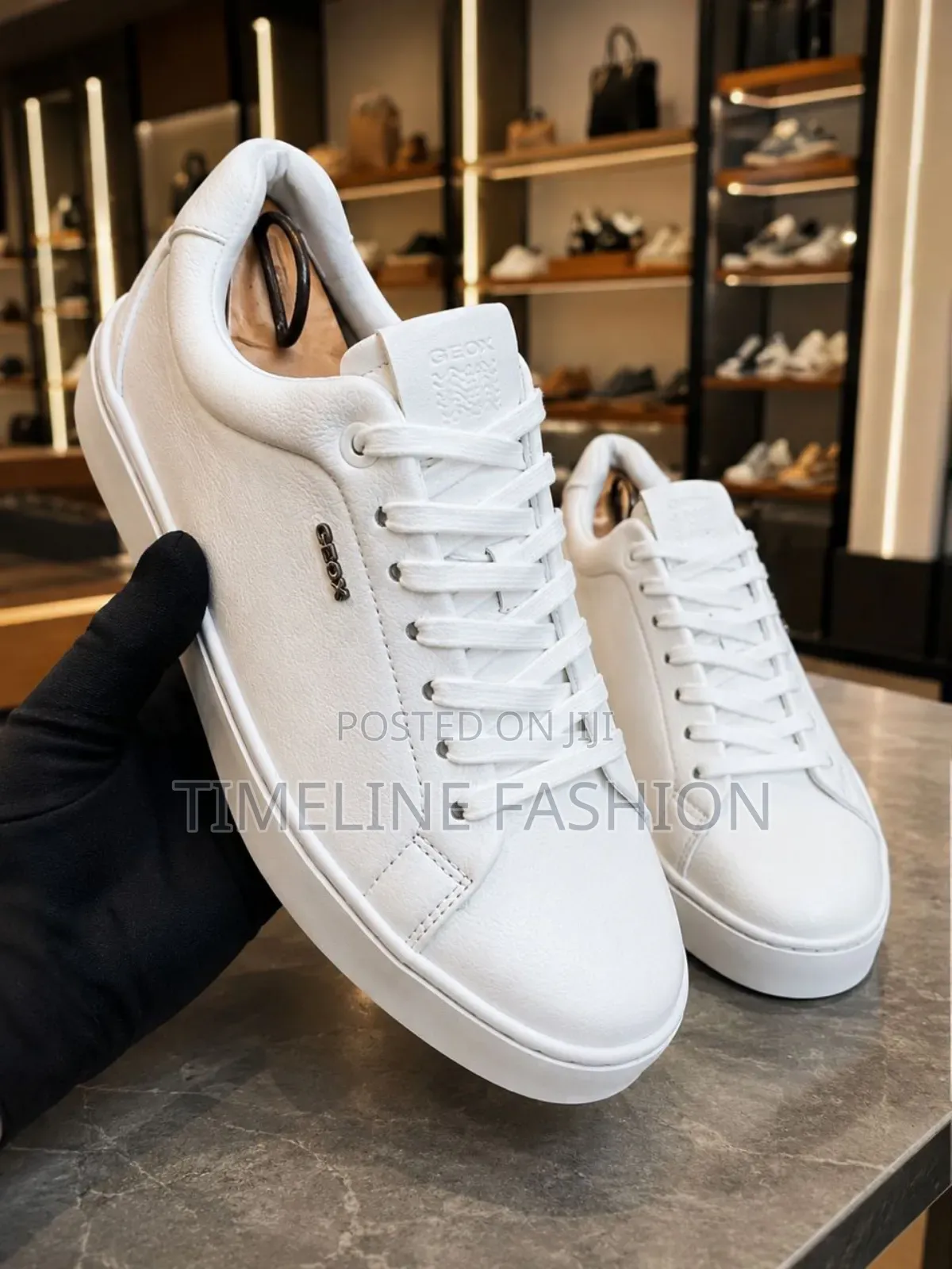 Geox All White Men's Casual Leather Sneakers