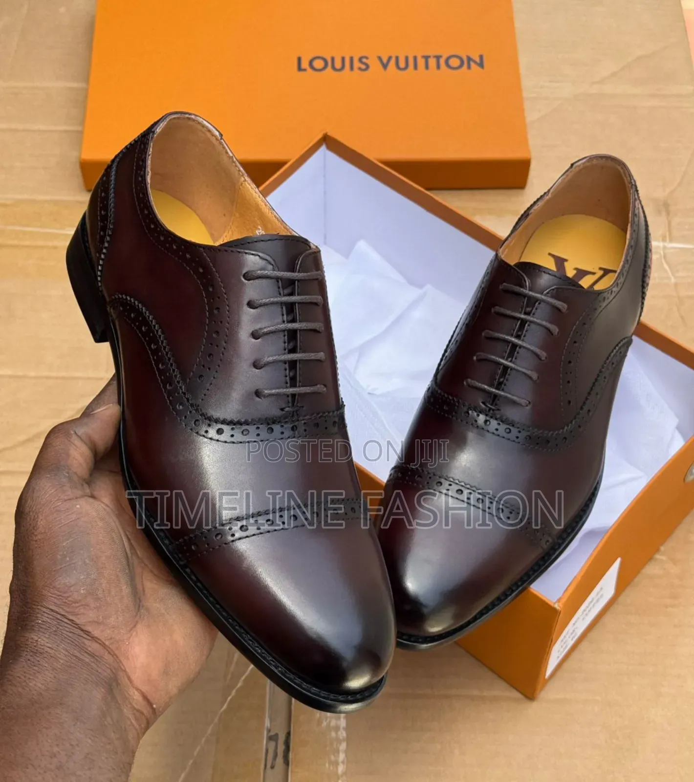 Coffee Brown Louis Vuitton Luxury Men's Lace Up Shoes