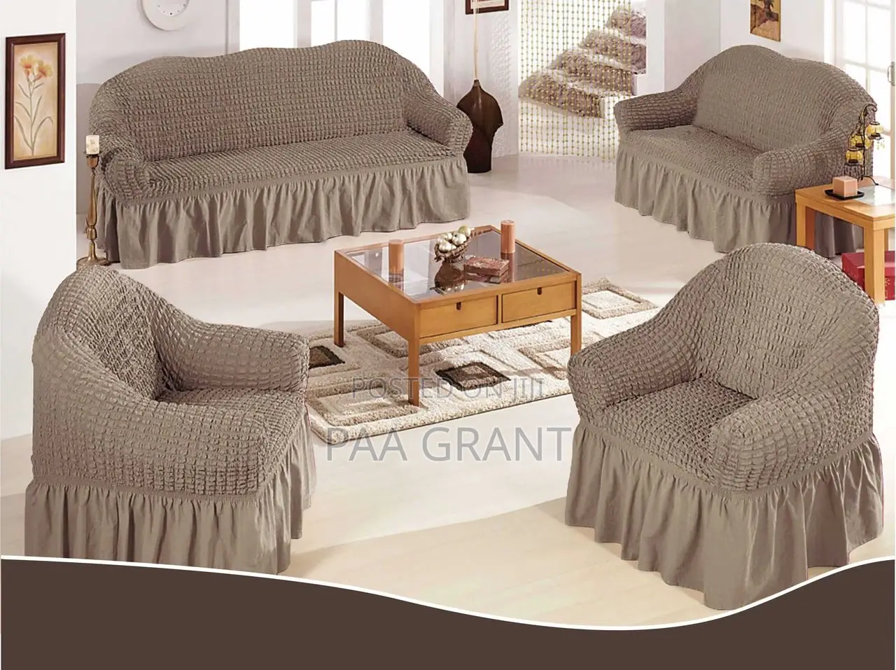 Modern Thick Luxury Cotton 4 PCS Sofa Skirt Covers (Only Sold as a Set