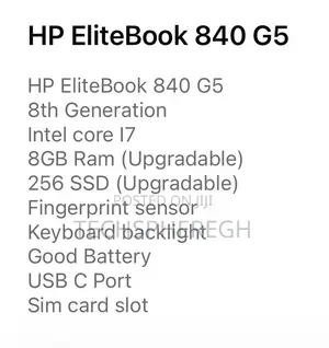 Laptop HP EliteBook 840 G5 256GB Intel Core i7 SSD 256GB
