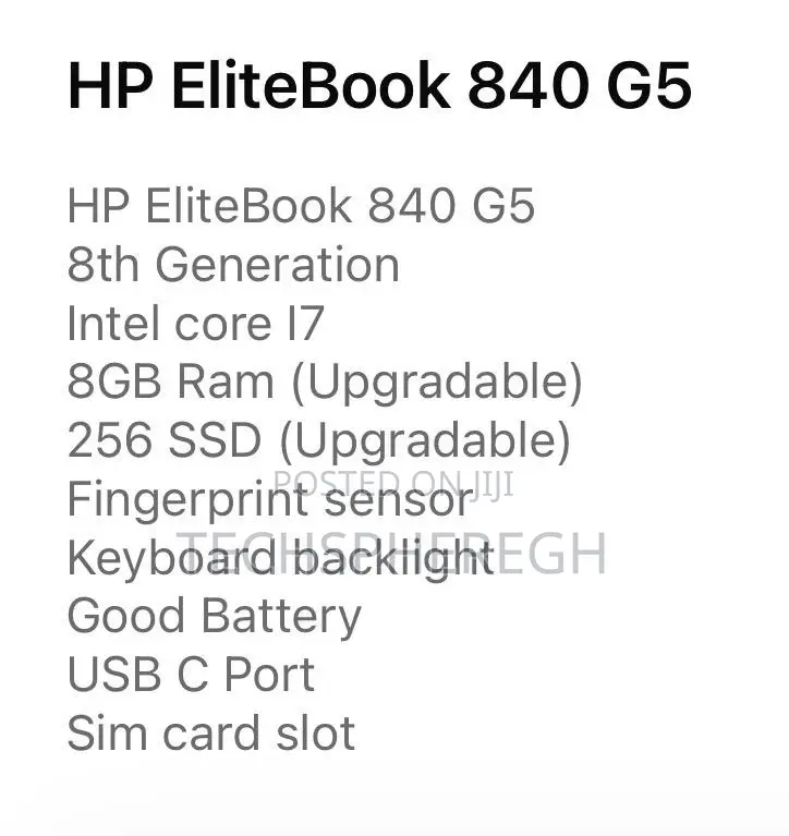 Laptop HP EliteBook 840 G5 256GB Intel Core i7 SSD 256GB