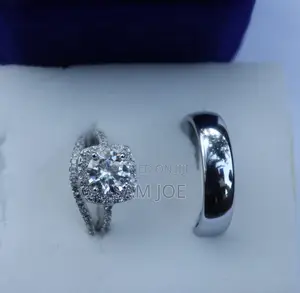 Tungsten Anti-Scratch Silver With Moissanite Wedding Rings