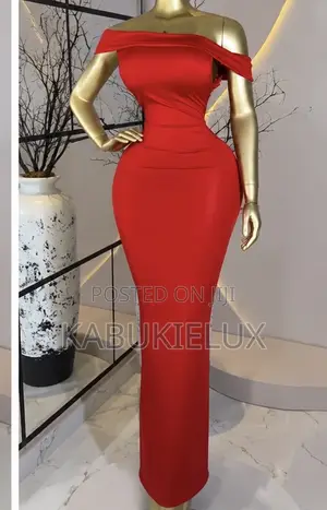 Red Off-Shoulder Bodycon Maxi Dress