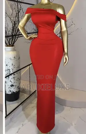 Red Off-Shoulder Bodycon Maxi Dress