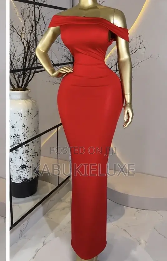 Red Off-Shoulder Bodycon Maxi Dress