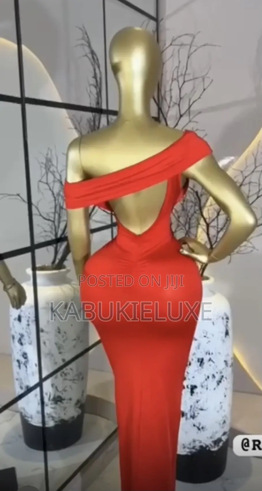 Red Off-Shoulder Bodycon Maxi Dress