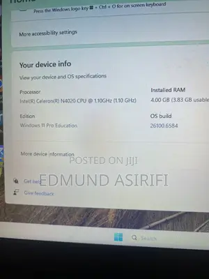 Laptop 4GB Intel Celeron SSD 250GB